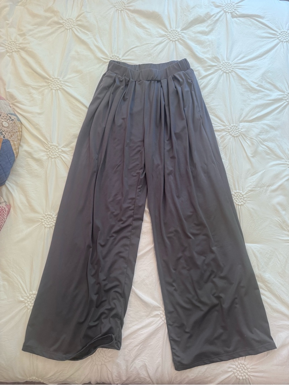 High-Waisted Wide Leg Grey Casual Pants